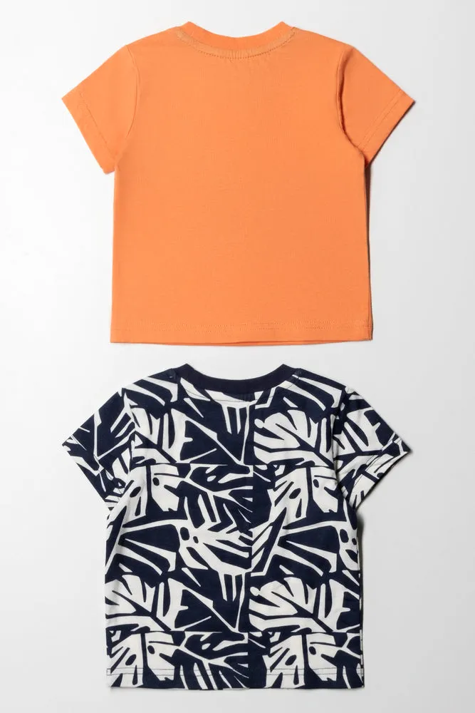 2  Pack  Little And Brave Printed T-Shirts Orange An