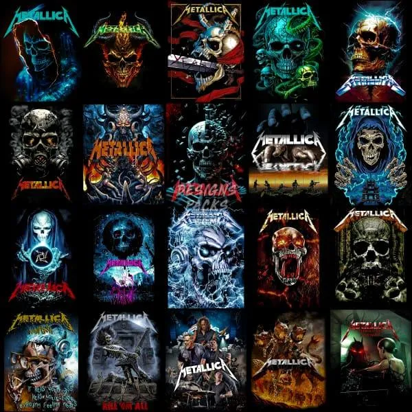 40 Rock Music Metal Band Halftone Designs Bundle PNG