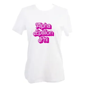 Alpha Epsilon Phi T-Shirt- Retro Dolly Sorority Name Design, Relaxed Fit