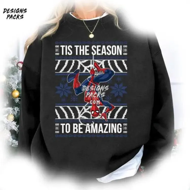 Amazing Spiderman Ugly Christmas Tis The Season Amazing Spiderman Christmas PNG Design