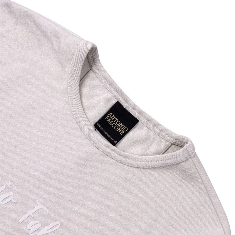 Antonio Falcone Diego Double Face Long Sleeve Crew Neck T Shirt Stone