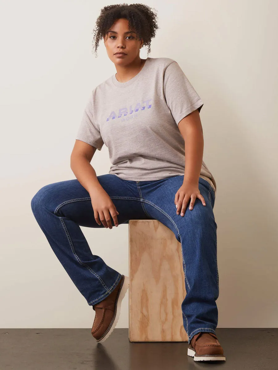 ARIAT Rebar Cotton Strong Logo T-Shirt - Womens - Portabella Heather