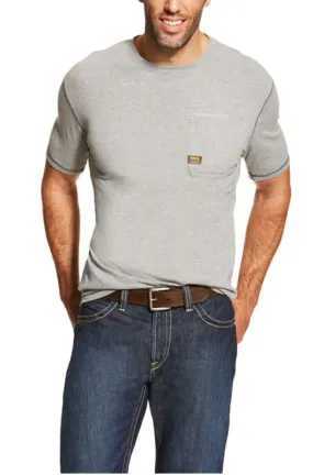 Ariat Rebar Mens Short Sleeve Crew Neck - Heather Grey