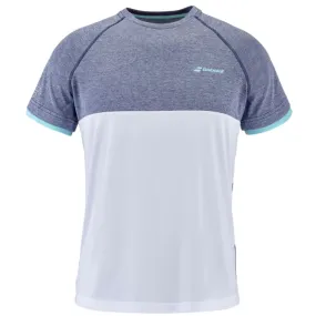 Babolat Play Crew Neck  Men's Tee - White/Heather Blue