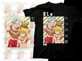 Ban and Meliodas Anime Duo Design Png Digital Download