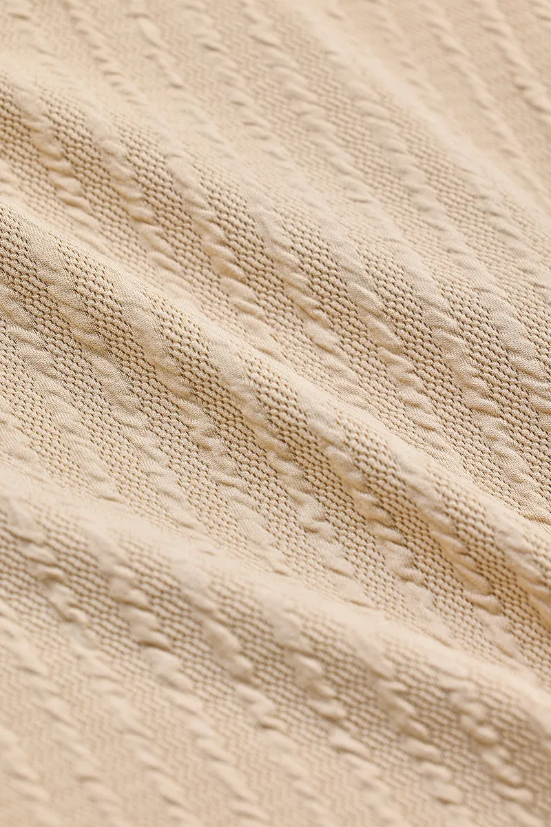Beige Textured Cuban T-Shirt