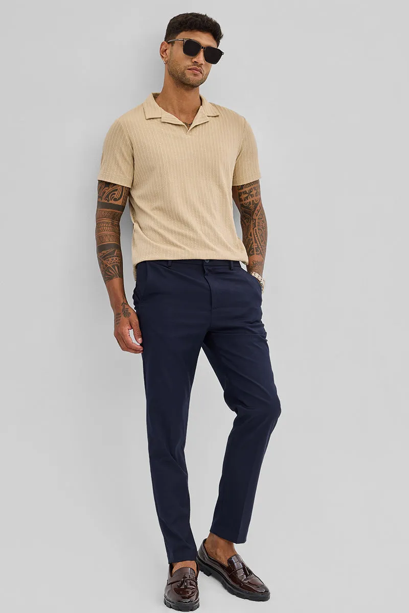 Beige Textured Cuban T-Shirt