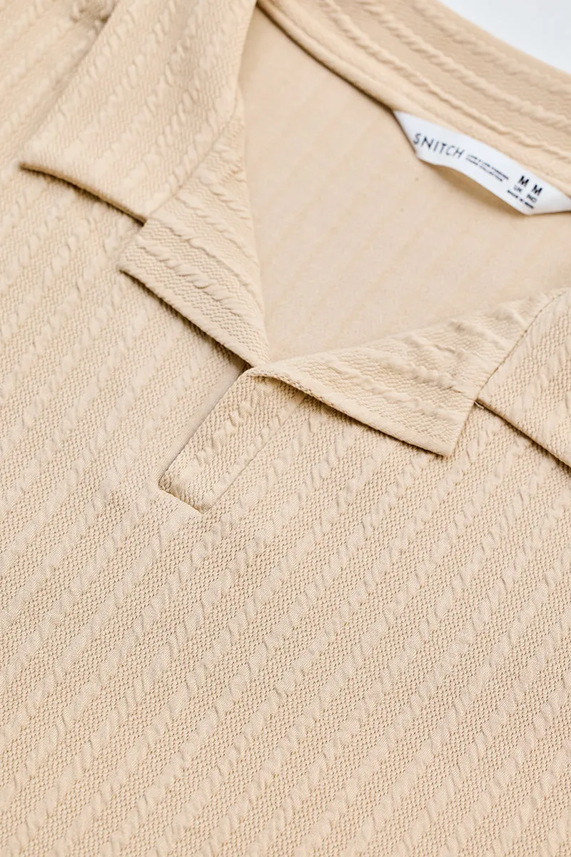 Beige Textured Cuban T-Shirt