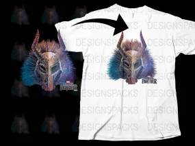 Black Panther Split Mask Graphic Design Png Digital Download