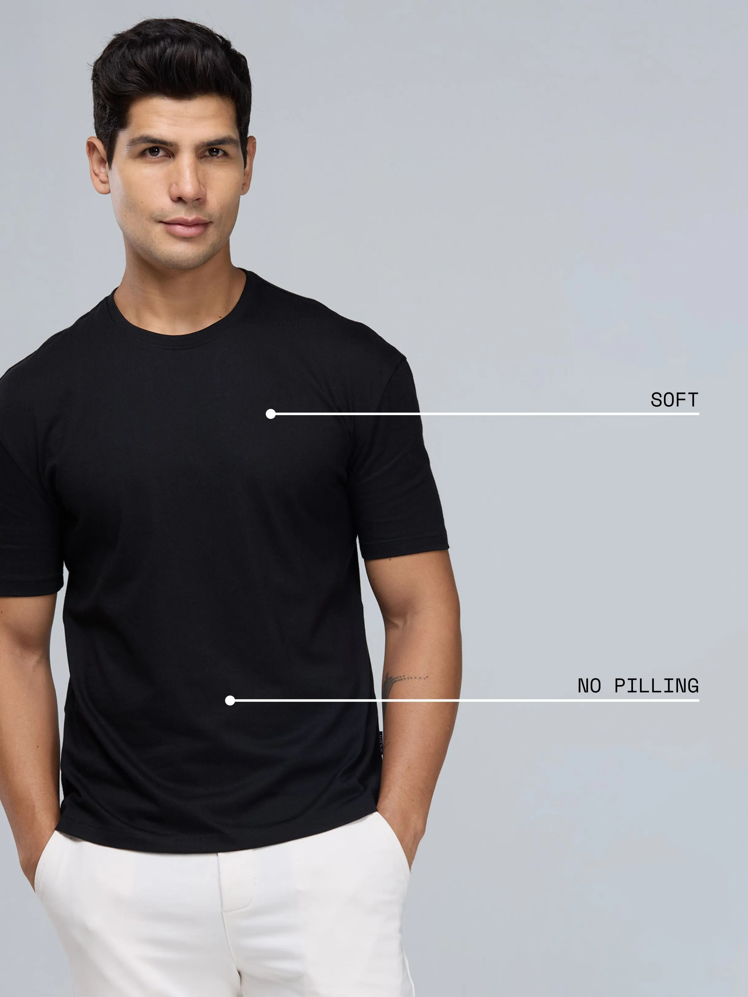 Black Supima Crew Neck T-shirt - Relaxed Fit