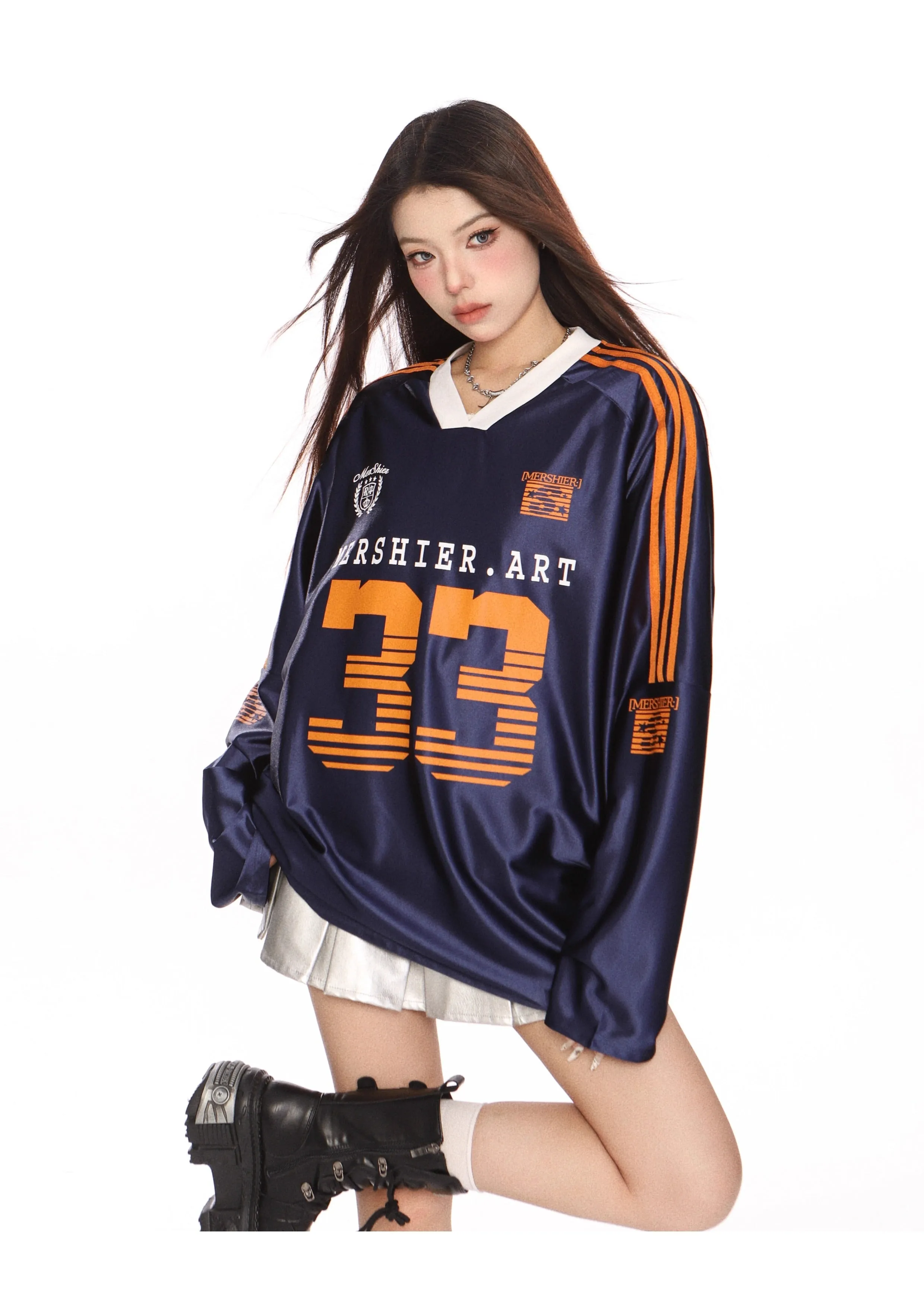 Blokecore striped sporty loose top