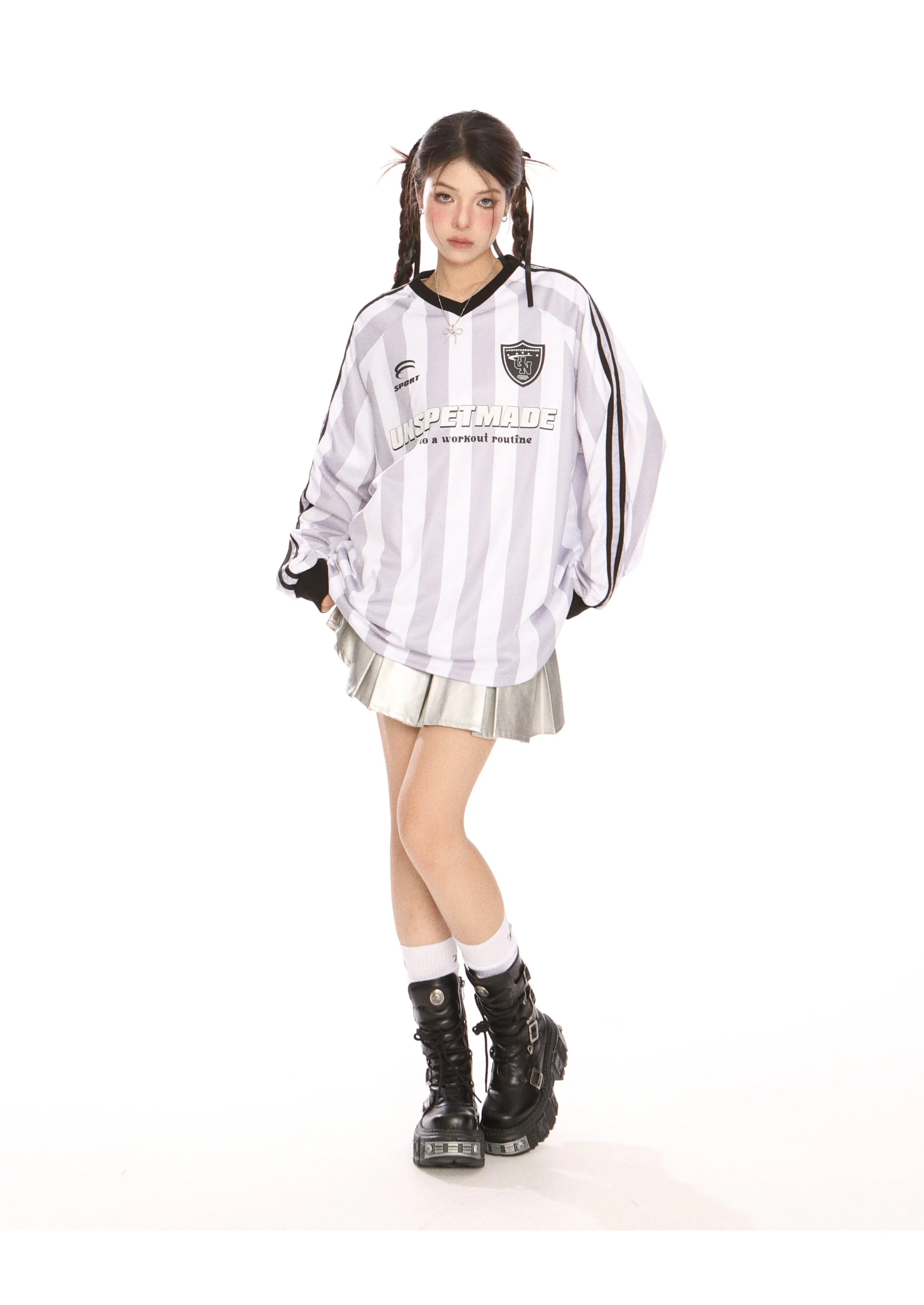 Blokecore Striped V-neck jersey
