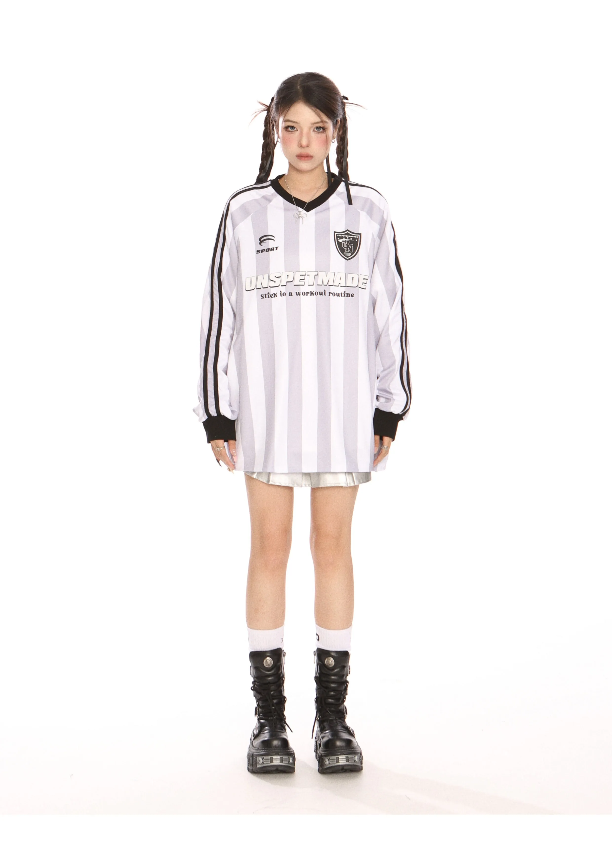 Blokecore Striped V-neck jersey