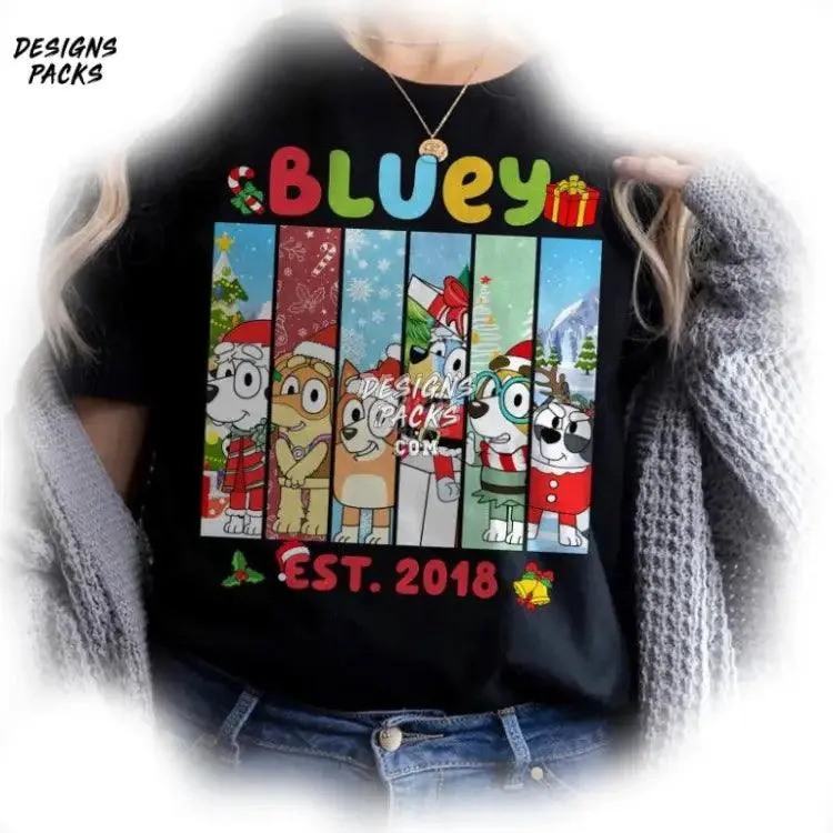 Bluey Family Merry Christmas Bluey Christmas Bluey Co Christmas Christmas PNG Design