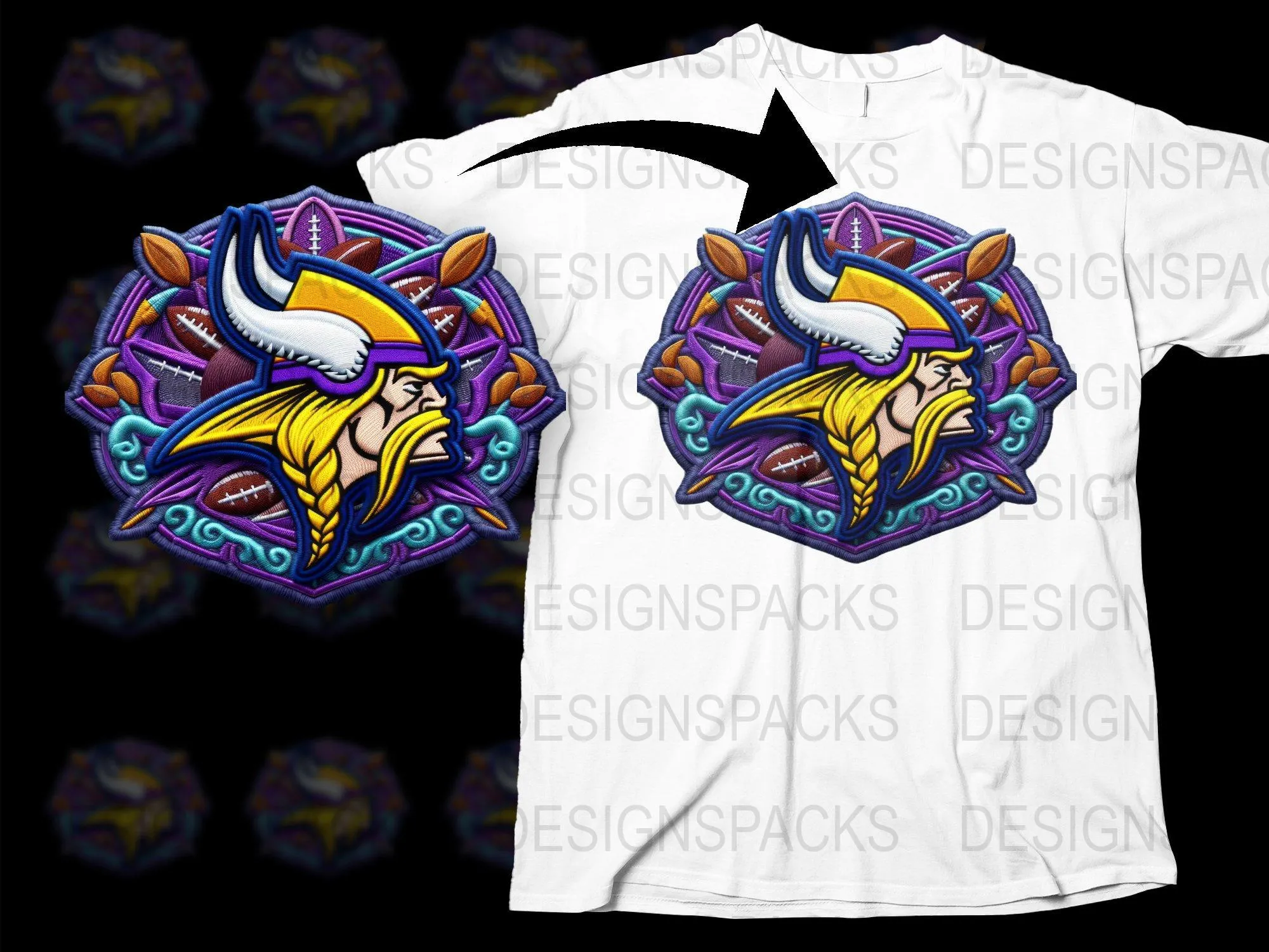 Bold Viking Themed NFL Team Logo Png Digital Download