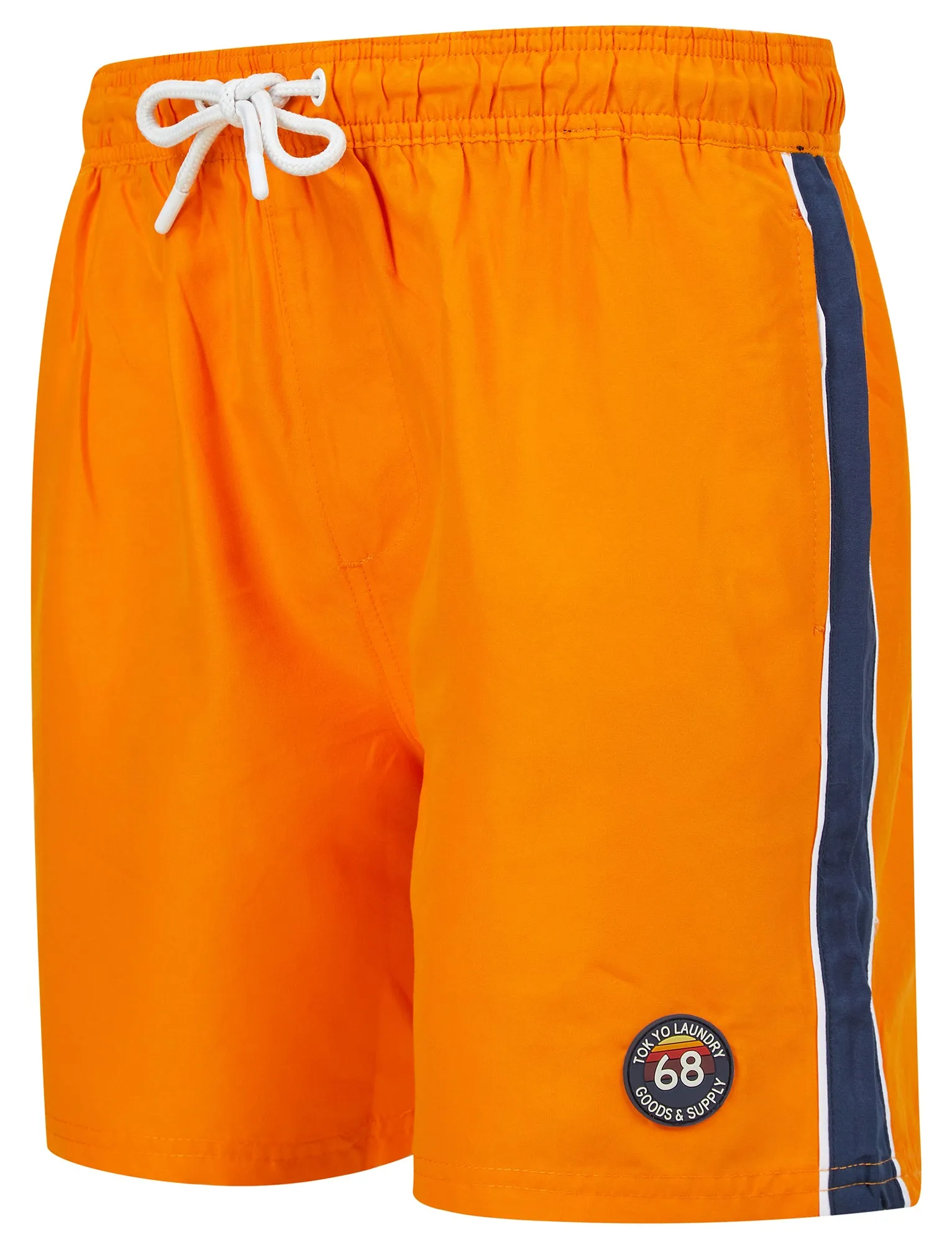 Capitola Swim Shorts with Side Tape Detail in Dark Cheddar - Tokyo Laundry