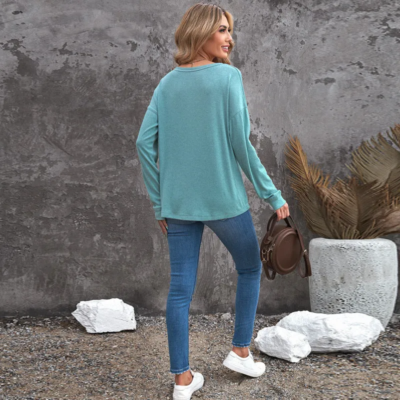 Casual Long Sleeves Women T Shirts