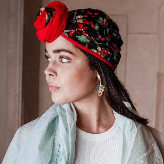 Crimson Flowers Turban