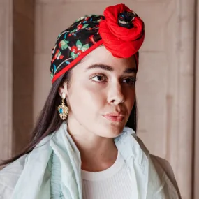 Crimson Flowers Turban