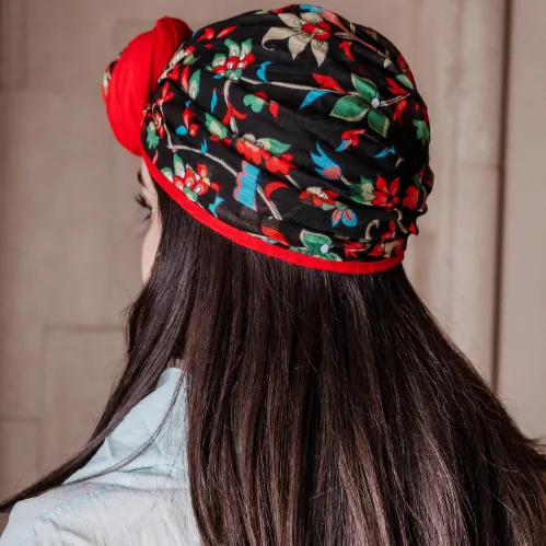 Crimson Flowers Turban