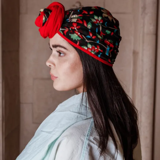 Crimson Flowers Turban