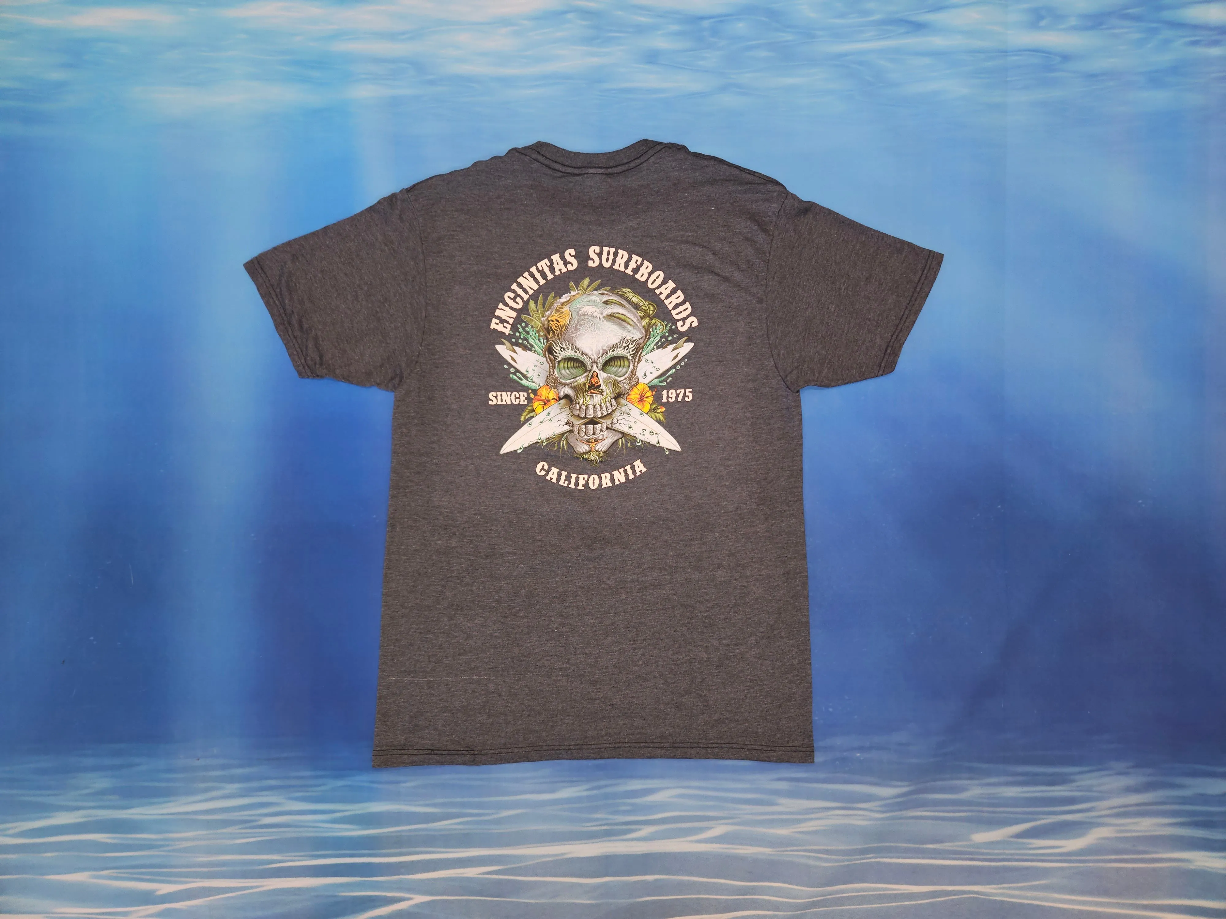 Crossed Surf Skull Stylemaster Heathered Tee
