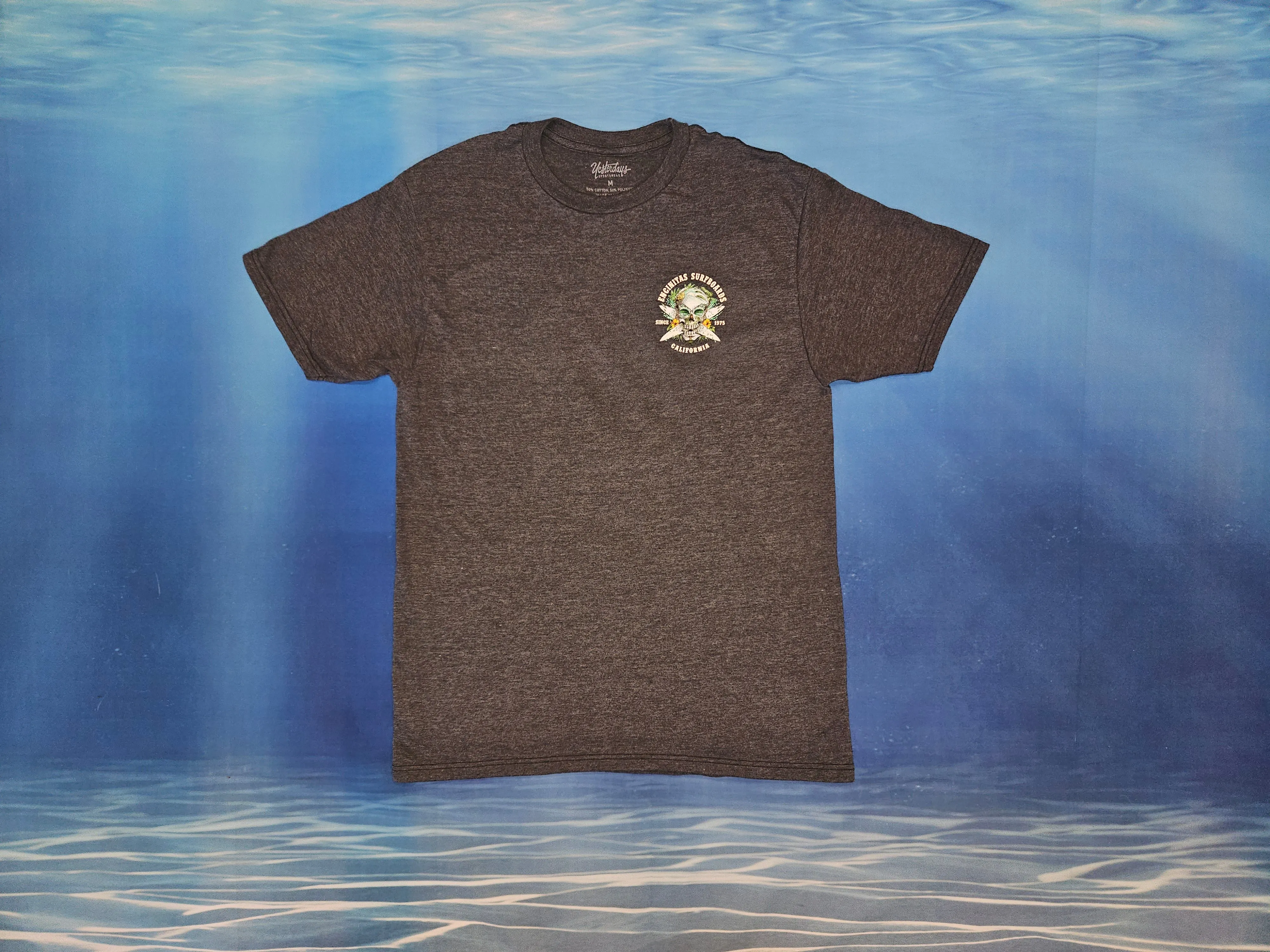 Crossed Surf Skull Stylemaster Heathered Tee