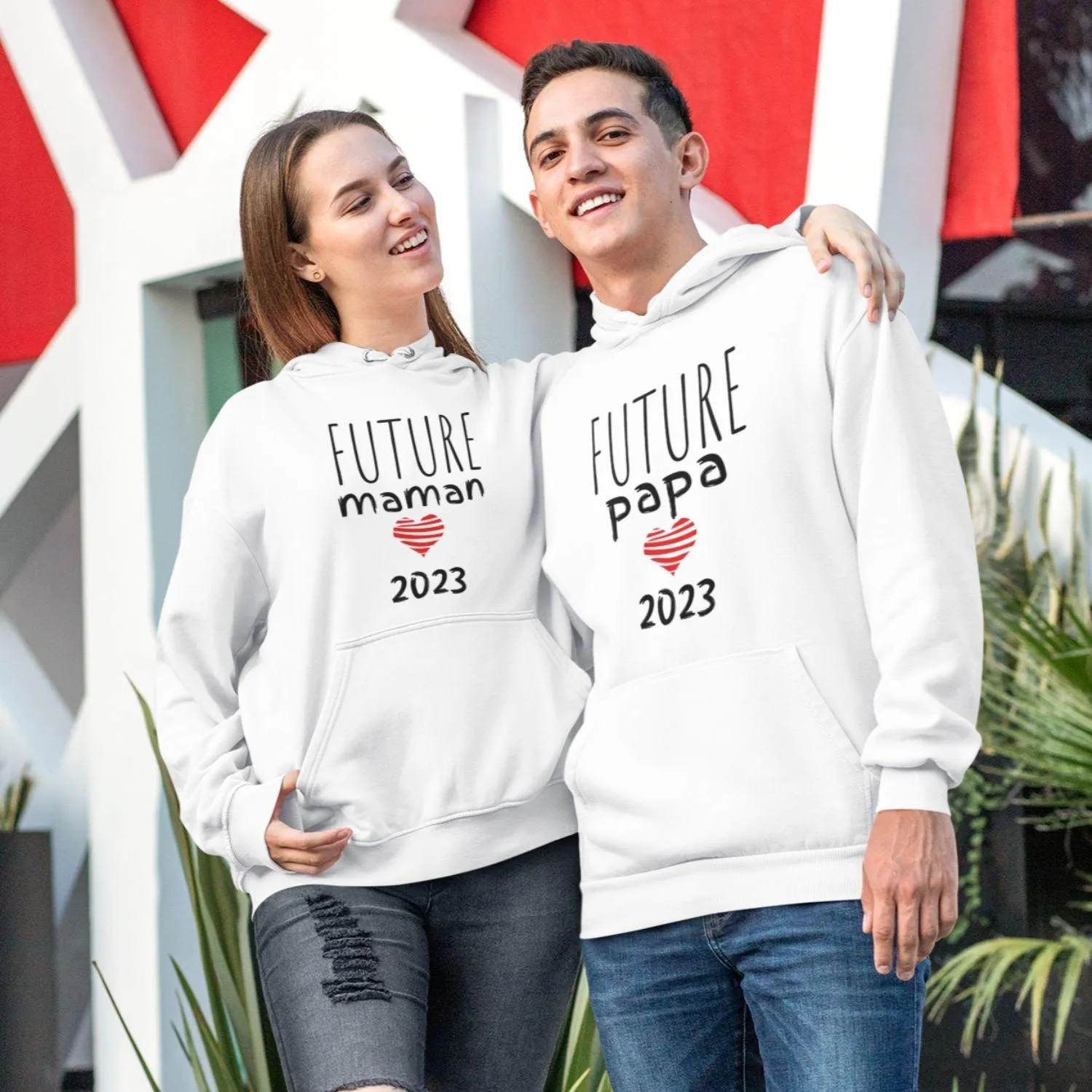 Custom Matching Outfits: Maman Papa Pregnancy Reveal for Aspiring French Families!