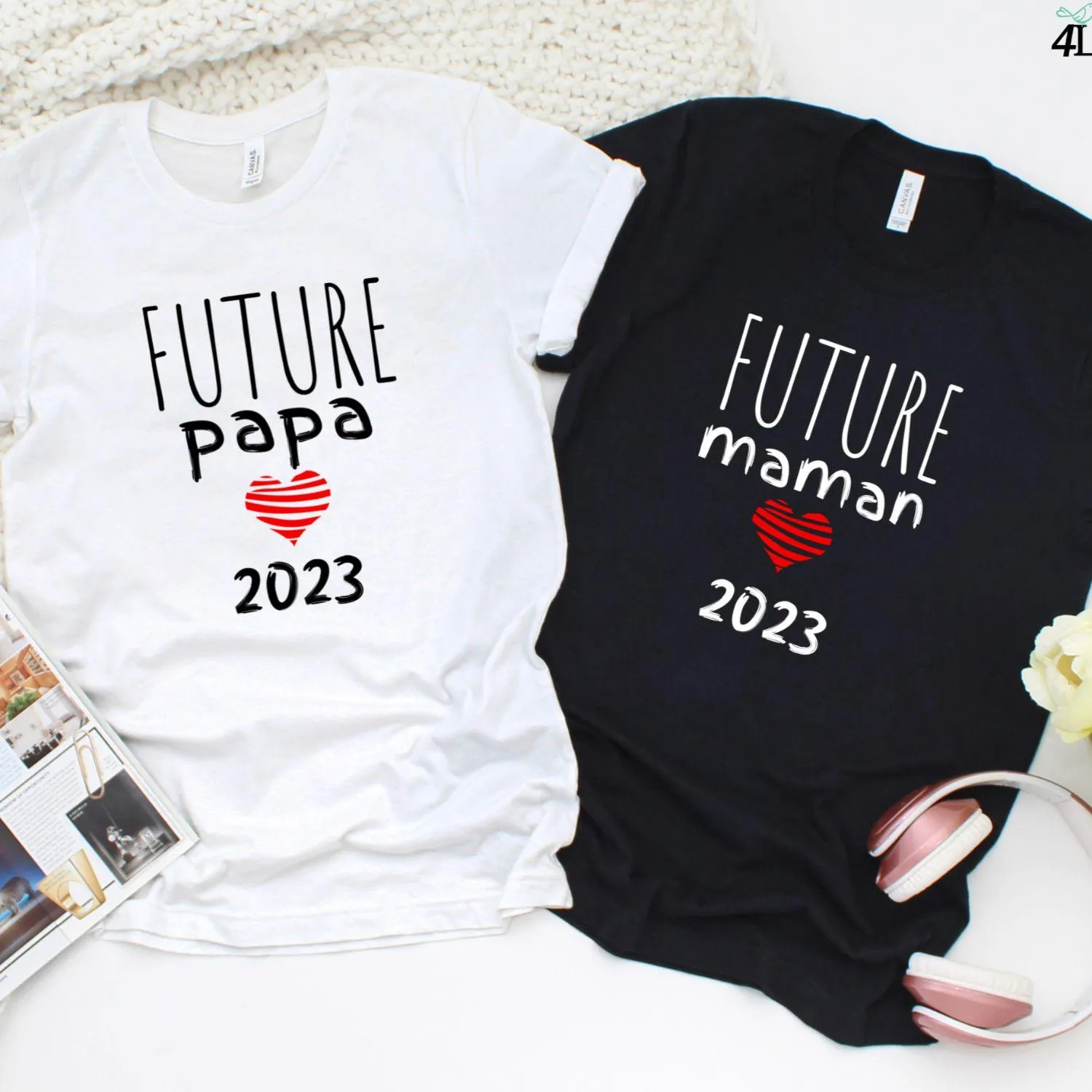 Custom Matching Outfits: Maman Papa Pregnancy Reveal for Aspiring French Families!