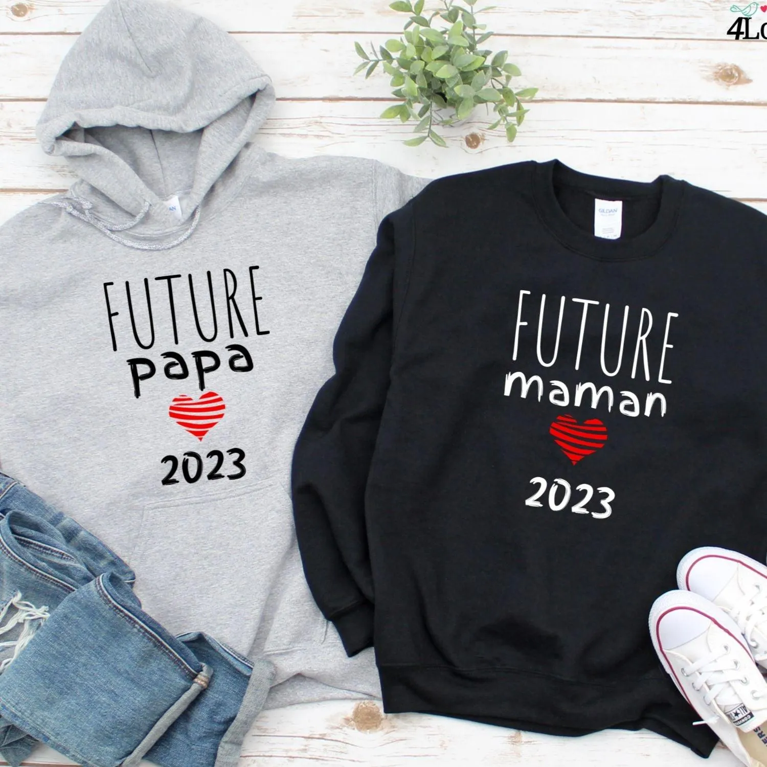 Custom Matching Outfits: Maman Papa Pregnancy Reveal for Aspiring French Families!