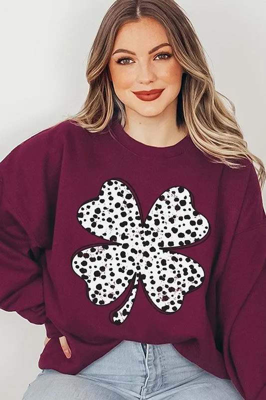 Dalmatian Four Leaf Clover Graphic Sweatshirt