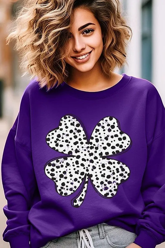 Dalmatian Four Leaf Clover Graphic Sweatshirt