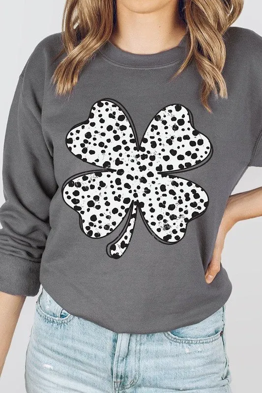Dalmatian Four Leaf Clover Graphic Sweatshirt