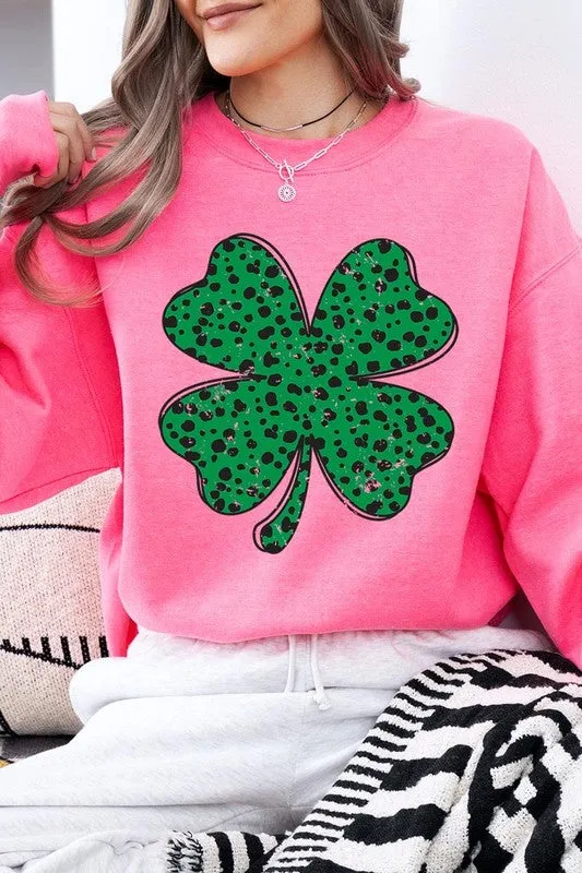 Dalmatian Four Leaf Clover Graphic Sweatshirt