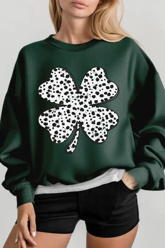 Dalmatian Four Leaf Clover Graphic Sweatshirt