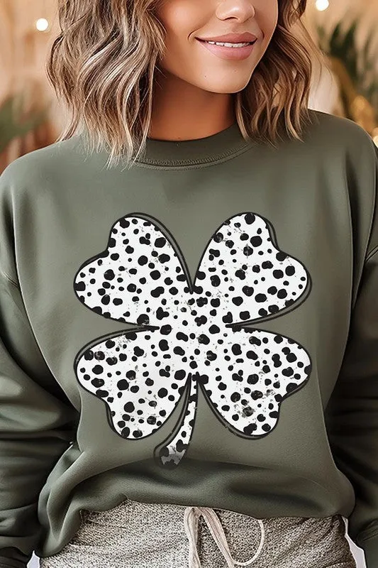 Dalmatian Four Leaf Clover Graphic Sweatshirt