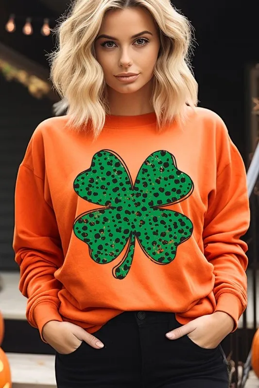 Dalmatian Four Leaf Clover Graphic Sweatshirt