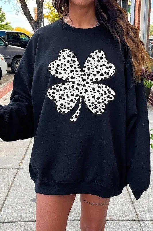 Dalmatian Four Leaf Clover Graphic Sweatshirt