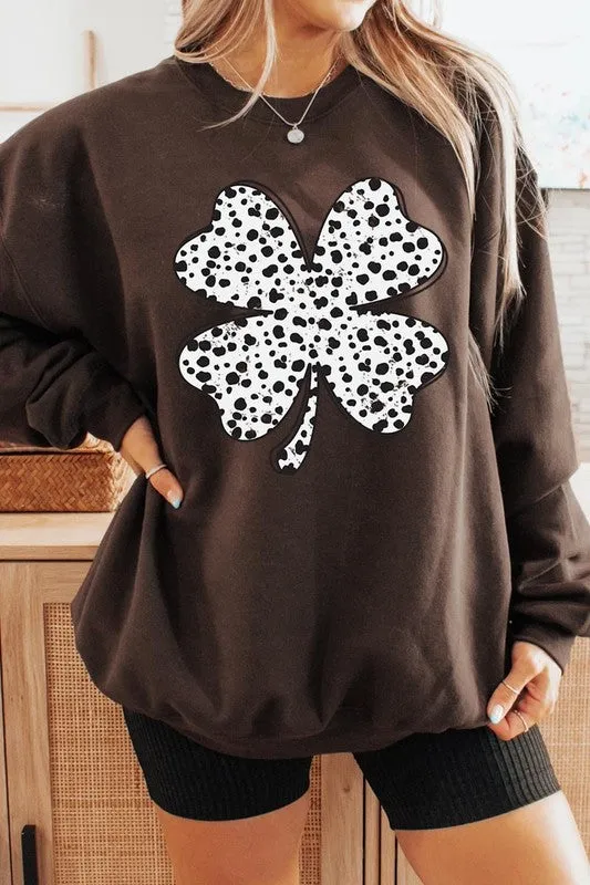 Dalmatian Four Leaf Clover Graphic Sweatshirt