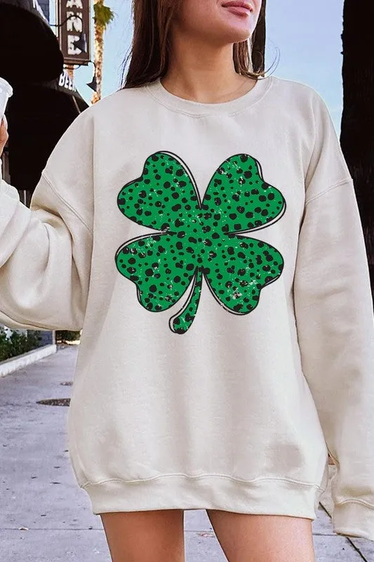 Dalmatian Four Leaf Clover Graphic Sweatshirt