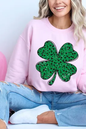 Dalmatian Four Leaf Clover Graphic Sweatshirt