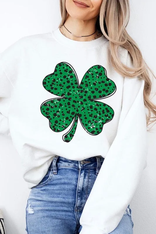 Dalmatian Four Leaf Clover Graphic Sweatshirt