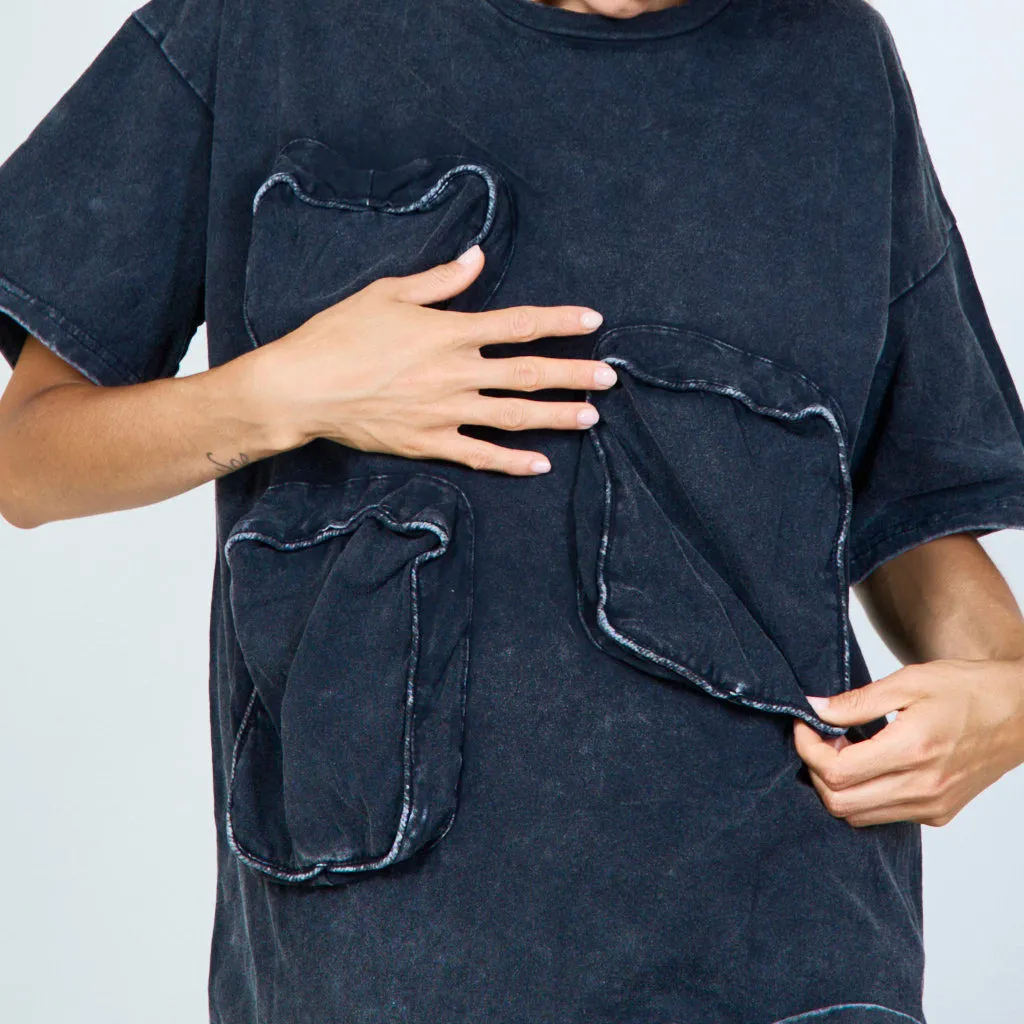 Edgy pocket detail t-shirt wholesale