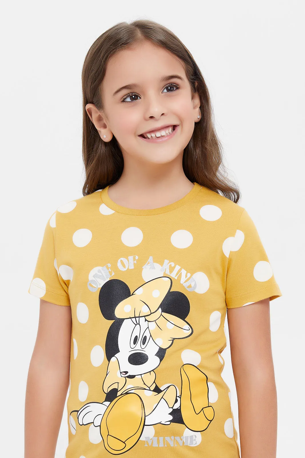 Girls Mustard Minnie Mouse T-Shirt