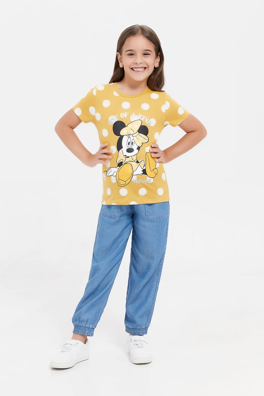 Girls Mustard Minnie Mouse T-Shirt