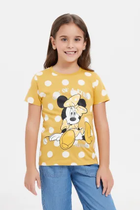 Girls Mustard Minnie Mouse T-Shirt