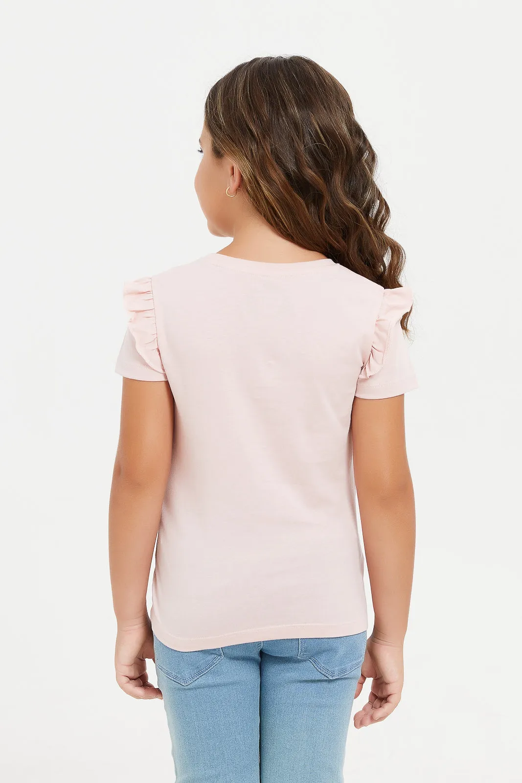 Girls Pink Sandwich Print T-Shirt