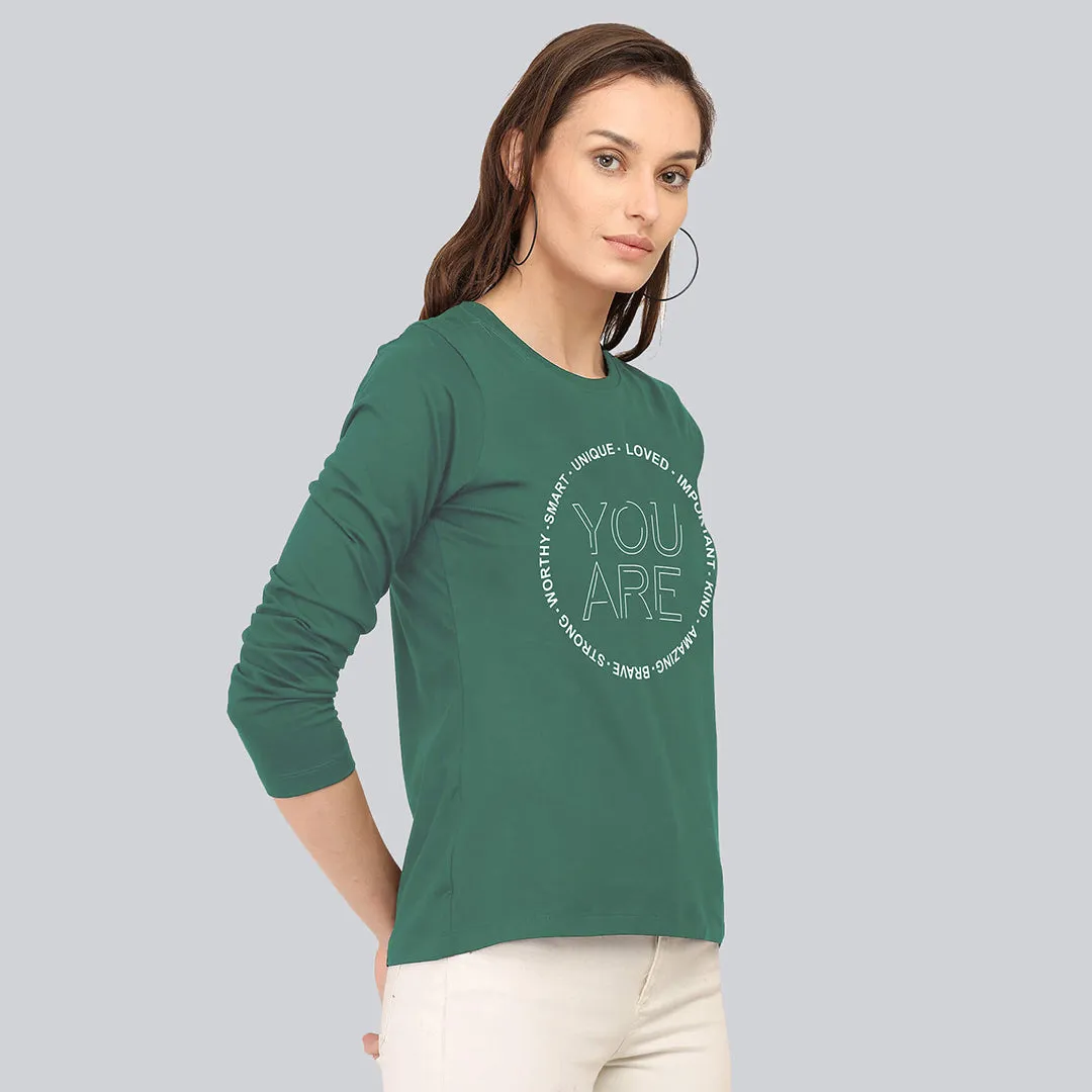 Graphic Printed Full Sleeve T-Shirt - Hunteq Green