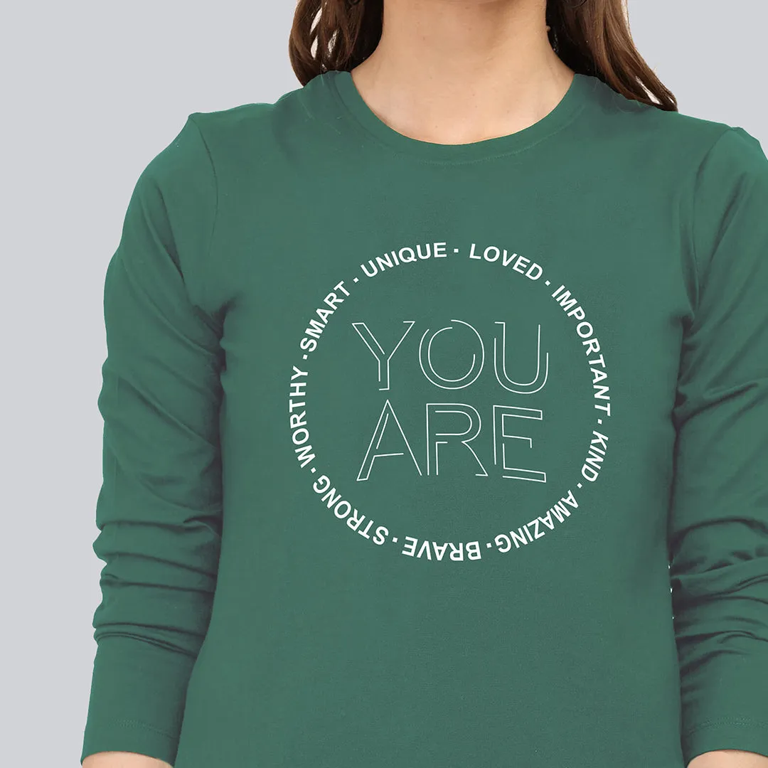Graphic Printed Full Sleeve T-Shirt - Hunteq Green