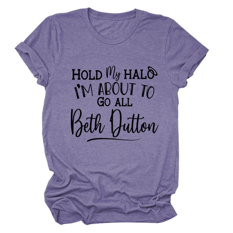 HOLD MY HALO I'M ABOUt LEttER CREW NECK LOOSE SHORt SLEEVE WOMEN'S tEET-Shirt
